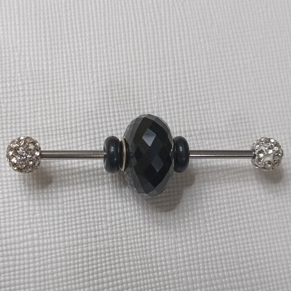 Trollbeads Black Onyx Bead Genuine Faceted Gemstone Silver 925 Bead